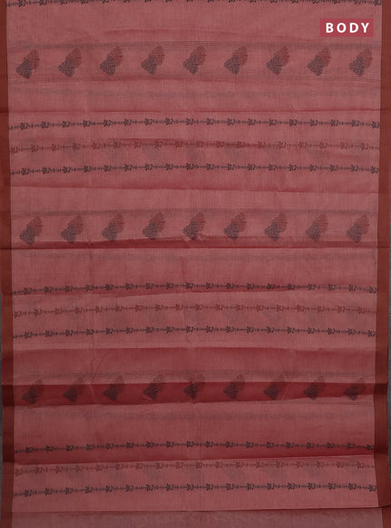 Nithyam cotton saree dual shade of maroon and brown with allover thread weaves & buttas and simple border