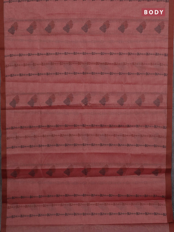 Nithyam cotton saree dual shade of maroon and brown with allover thread weaves & buttas and simple border
