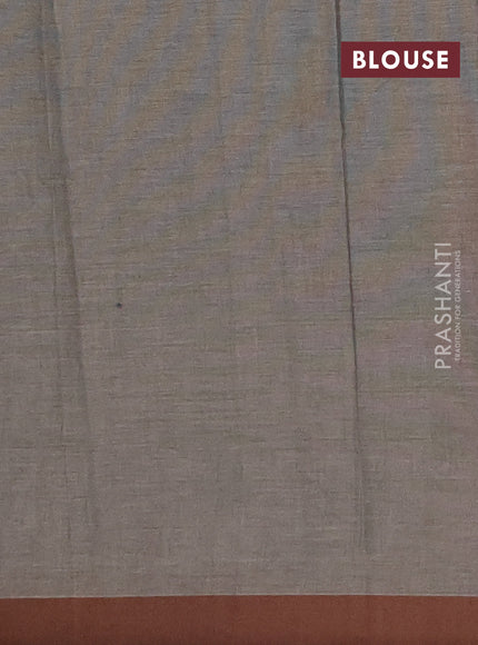 Nithyam cotton saree grey shade and brown with allover thread weaves & buttas and simple border