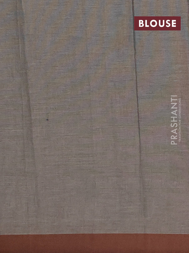 Nithyam cotton saree grey shade and brown with allover thread weaves & buttas and simple border