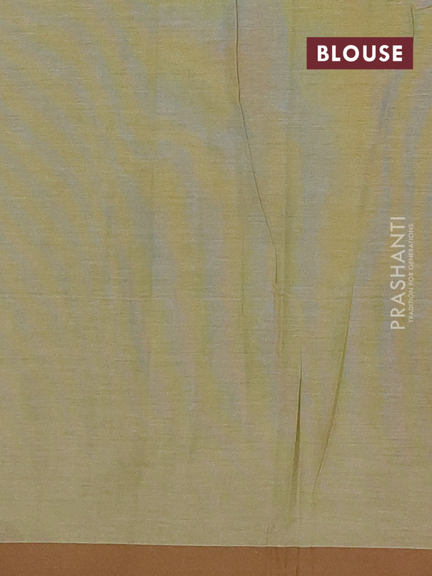 Nithyam cotton saree pastel green and brown with allover thread weaves & buttas and simple border