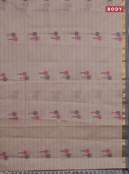 Nithyam cotton saree sandal with allover thread weaves & buttas and zari woven simple border