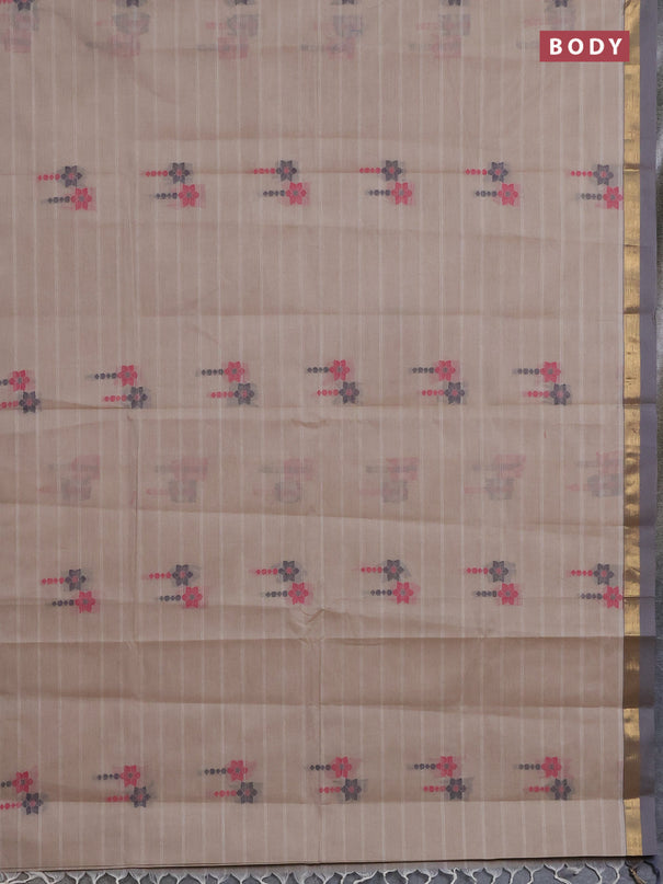 Nithyam cotton saree sandal with allover thread weaves & buttas and zari woven simple border