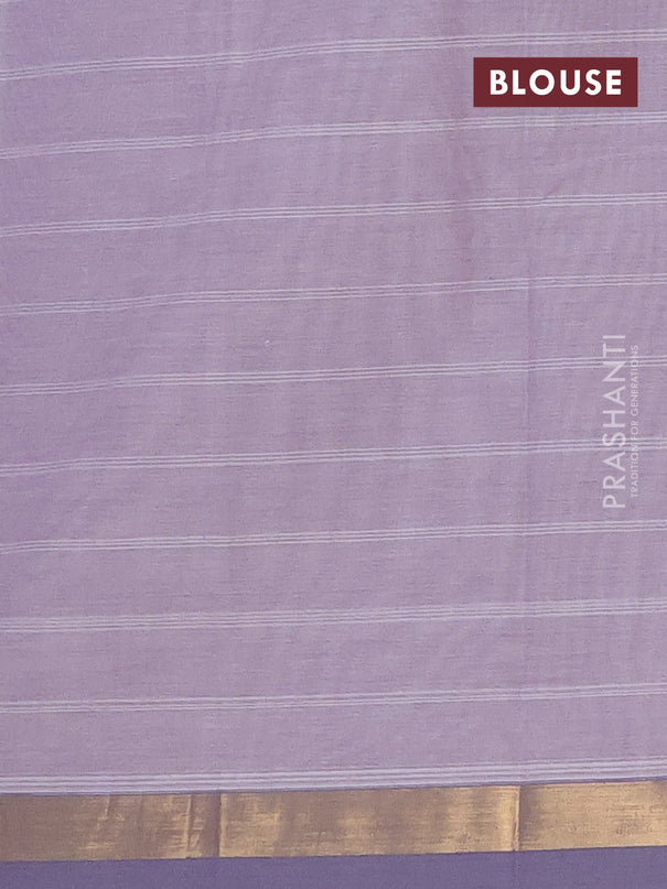 Nithyam cotton saree lavender shade and gery with allover thread weaves & buttas and zari woven simple border