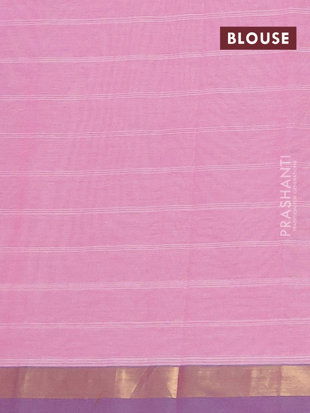 Nithyam cotton saree pink and grey with allover thread weaves & buttas and zari woven simple border