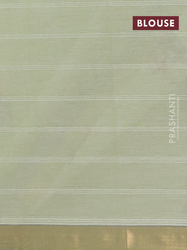 Nithyam cotton saree pista green with allover thread weaves & buttas and zari woven simple border