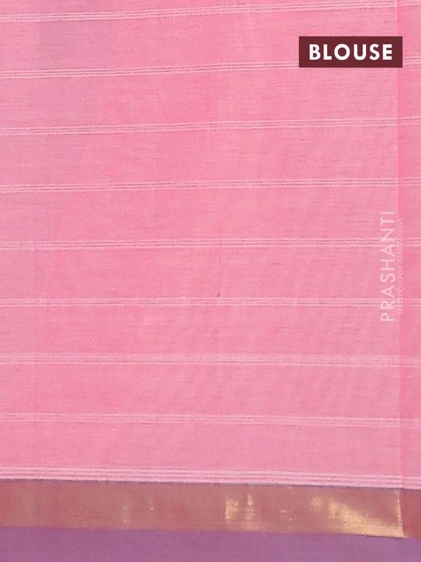 Nithyam cotton saree reddish pink with allover thread weaves & buttas and zari woven simple border