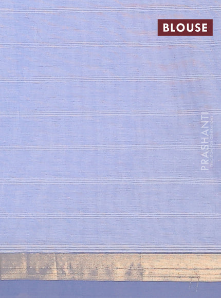 Nithyam cotton saree blue shade with allover thread weaves & buttas and zari woven simple border