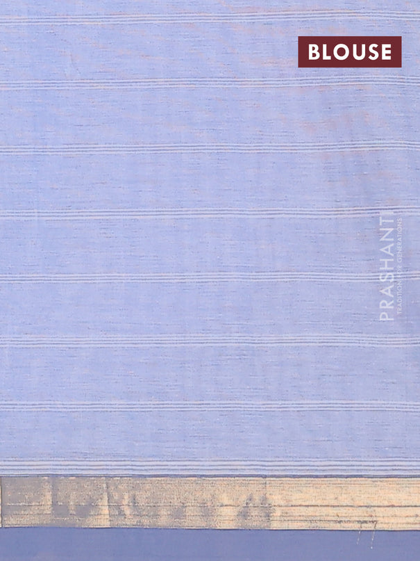 Nithyam cotton saree blue shade with allover thread weaves & buttas and zari woven simple border