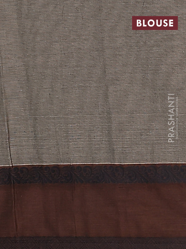 Nithyam cotton saree chikku shade and brown with allover thread woven stripes pattern & buttas and rettapet thread woven border