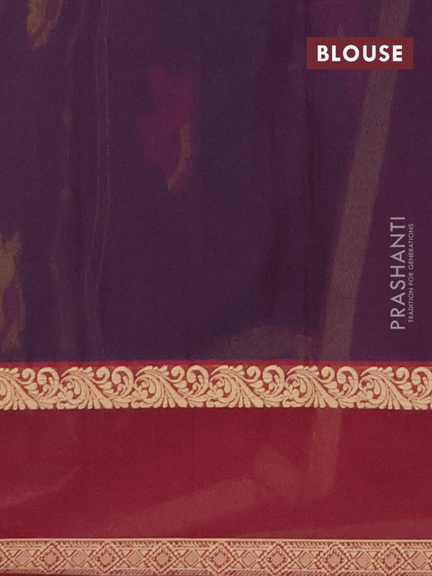 Nithyam cotton saree deep maroon and maroon with allover thread woven stripes pattern & buttas and rettapet thread woven border