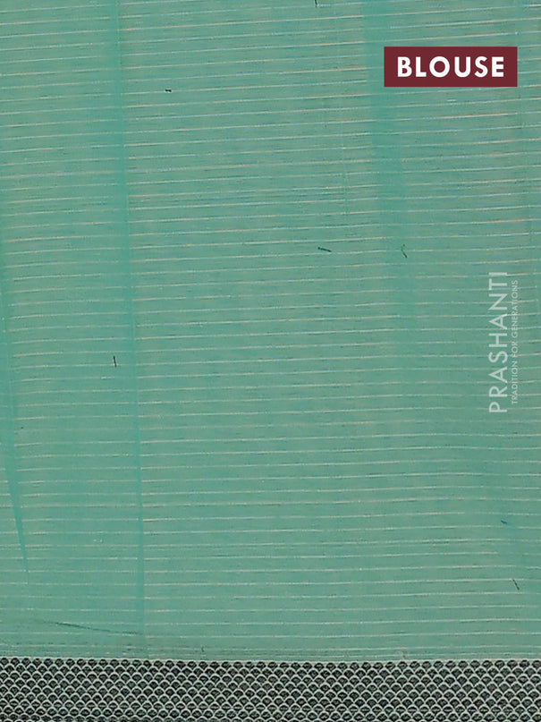 Nithyam cotton saree teal green with allover checks pattern & buttas and thread woven border