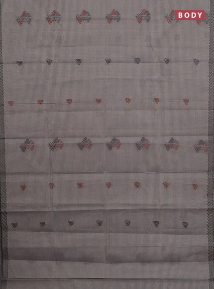Nithyam cotton saree grey with allover checks pattern & buttas and thread woven border