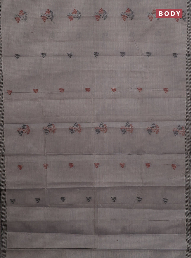 Nithyam cotton saree grey with allover checks pattern & buttas and thread woven border