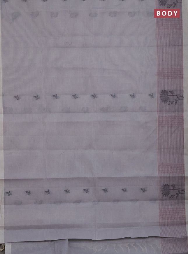 Nithyam cotton saree grey with thread woven buttas and thread woven border