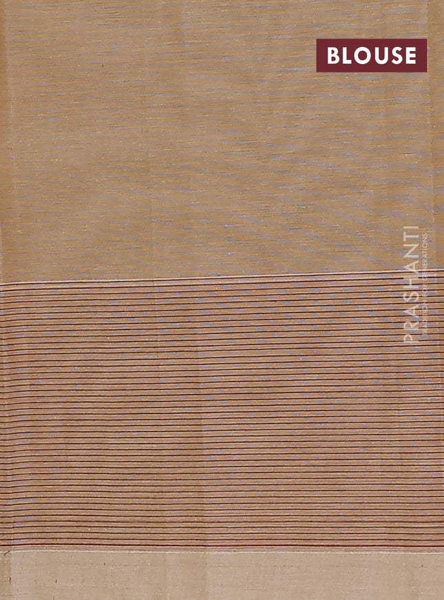 Nithyam cotton saree dark sandal with thread woven buttas and thread woven border