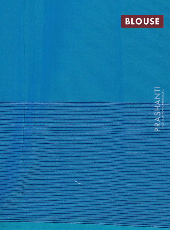 Nithyam cotton saree teal blue with thread woven buttas and thread woven border