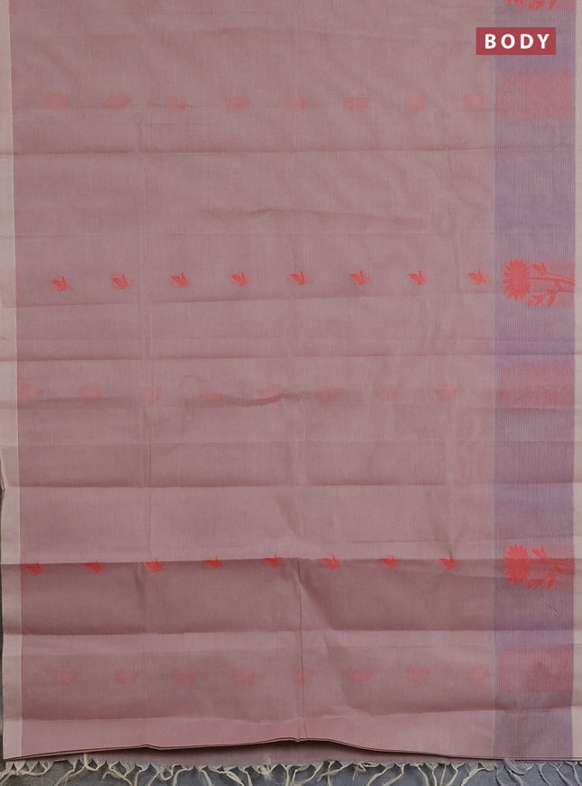 Nithyam cotton saree pastel maroon with thread woven buttas and thread woven border