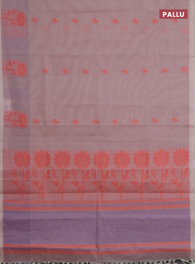 Nithyam cotton saree pastel maroon with thread woven buttas and thread woven border
