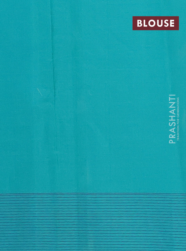 Nithyam cotton saree teal green with thread woven buttas and thread woven border
