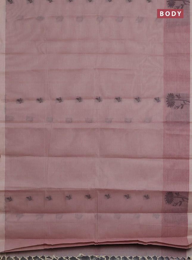 Nithyam cotton saree pastel brown shade with thread woven buttas and thread woven border