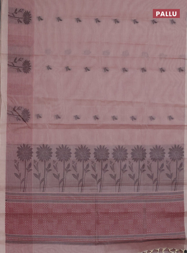 Nithyam cotton saree pastel brown shade with thread woven buttas and thread woven border