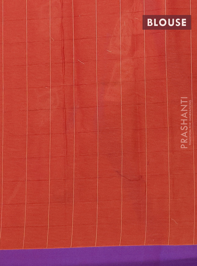 Nithyam cotton saree rust shade and violet with thread woven buttas and simple border