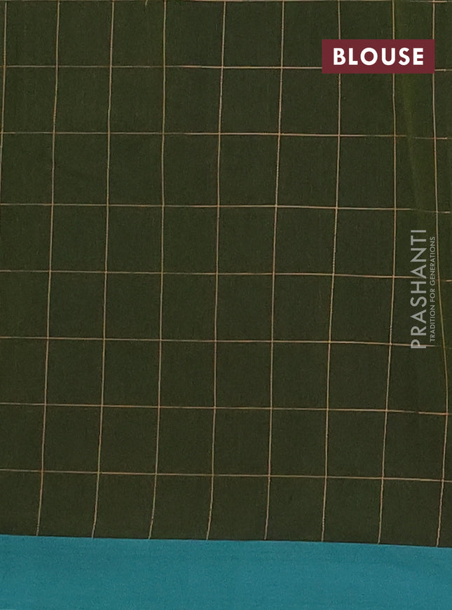 Nithyam cotton saree sap green and teal green with thread woven buttas and simple border