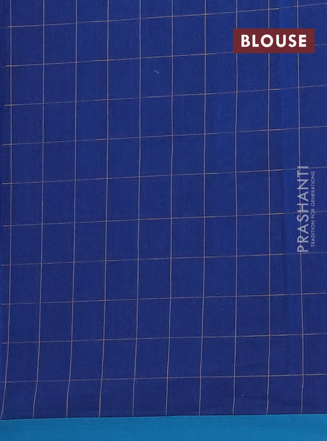 Nithyam cotton saree peacock blue and teal green with thread woven buttas and simple border