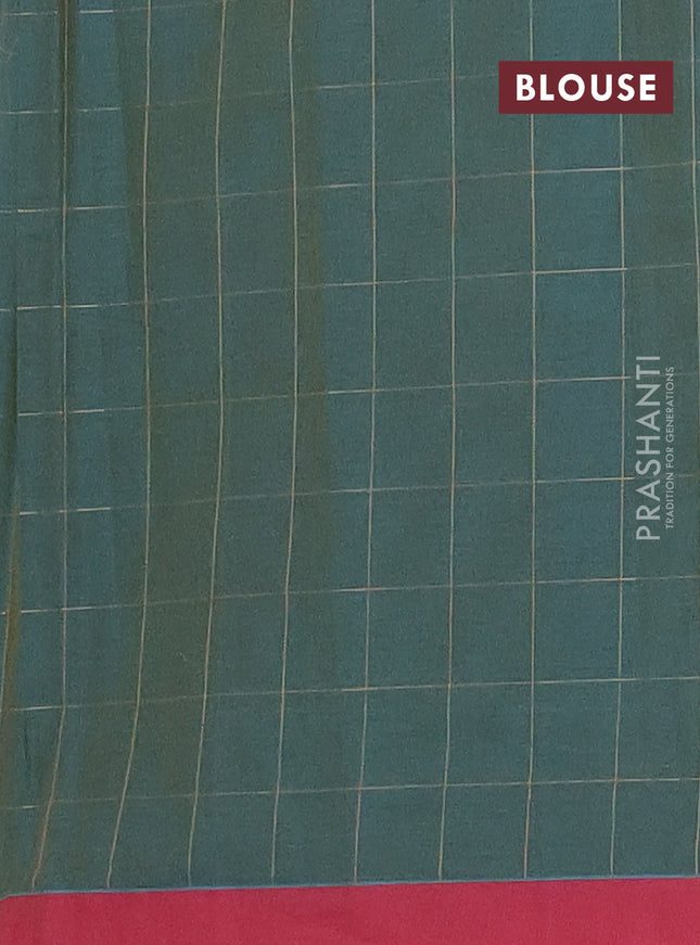 Nithyam cotton saree dual shade of green and pink with thread woven buttas and simple border