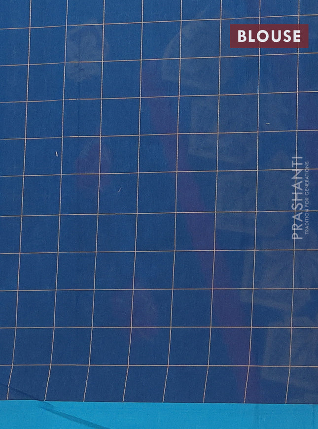 Nithyam cotton saree peacock green and teal green with thread woven buttas and simple border