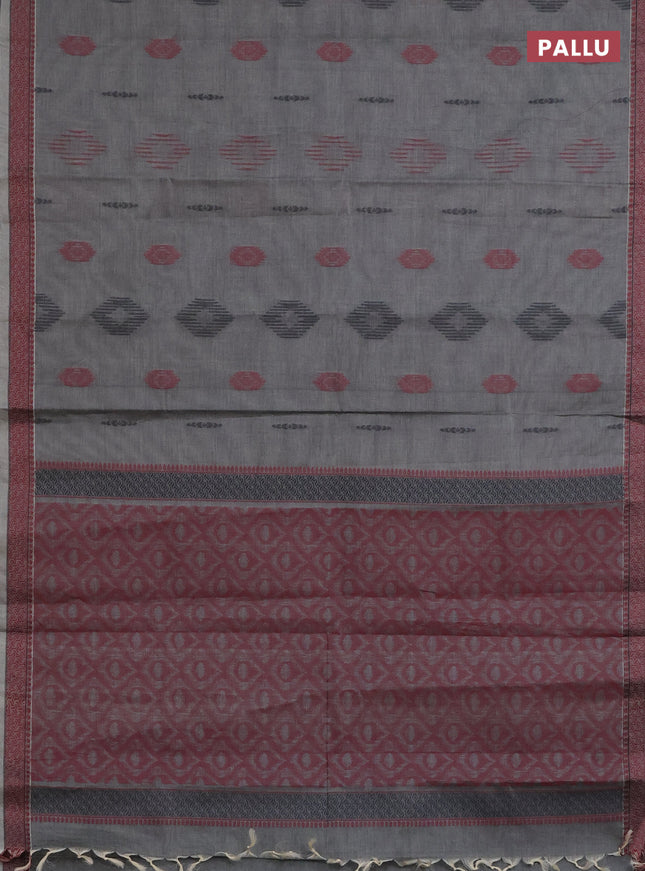 Nithyam cotton saree grey with allover thread woven buttas and thread woven border