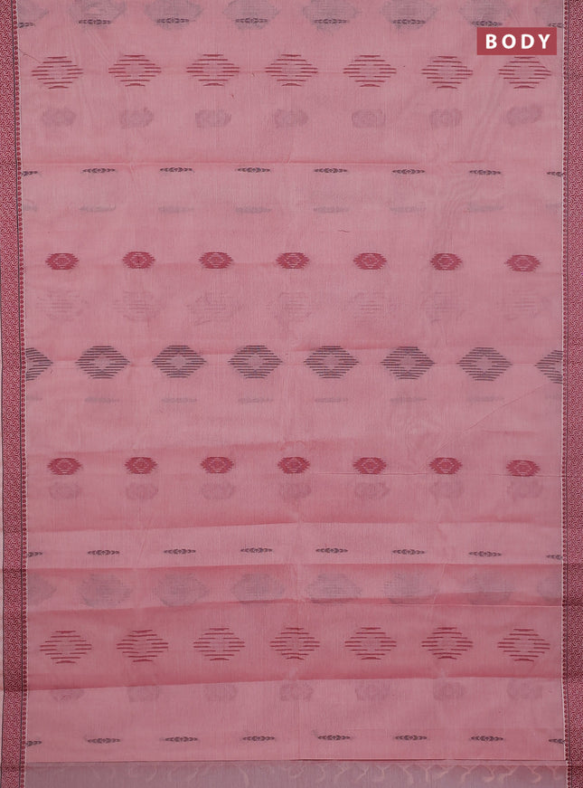 Nithyam cotton saree pastel maroon with allover thread woven buttas and thread woven border