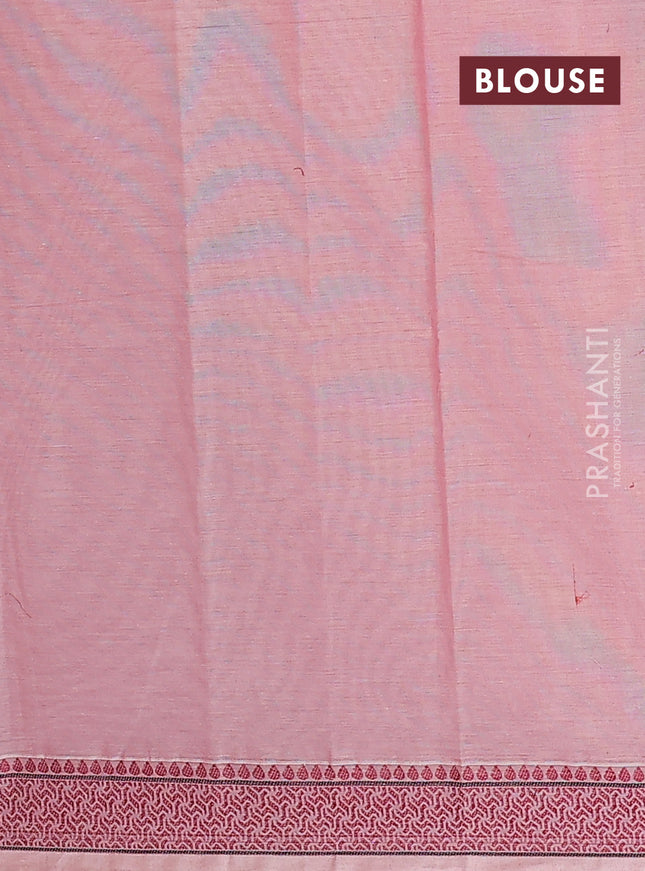 Nithyam cotton saree pastel maroon with allover thread woven buttas and thread woven border