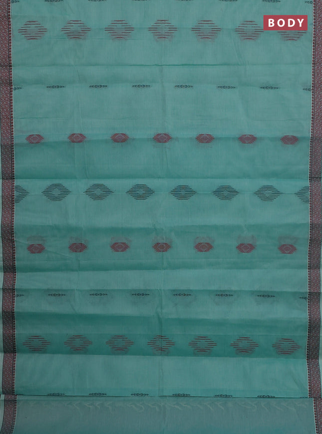 Nithyam cotton saree pastel green with allover thread woven buttas and thread woven border