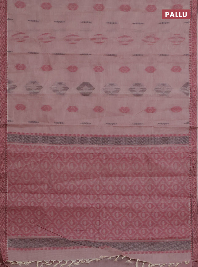 Nithyam cotton saree pastel brown with allover thread woven buttas and thread woven border