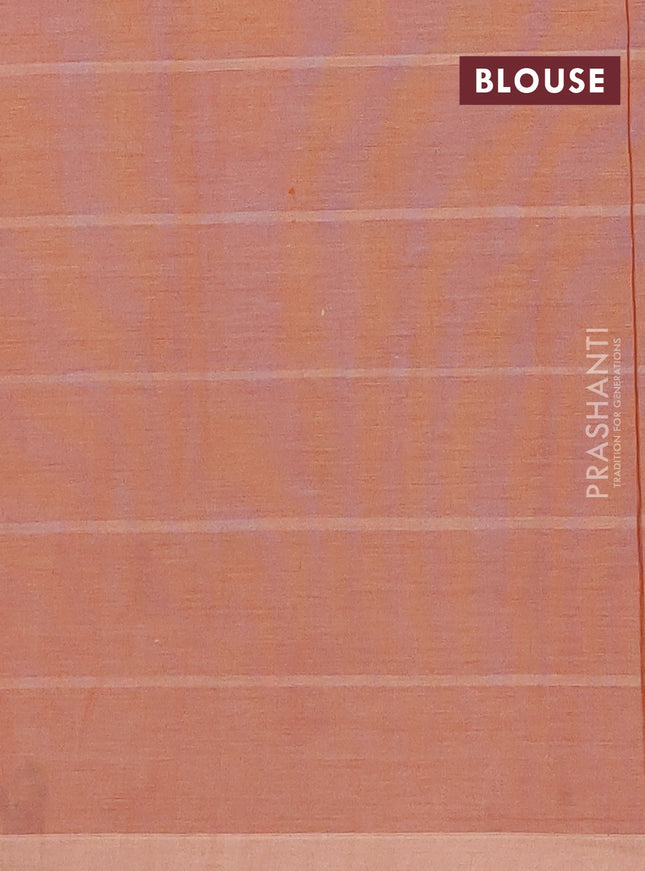 Nithyam cotton saree rust shade with thread weaves & buttas and simple border