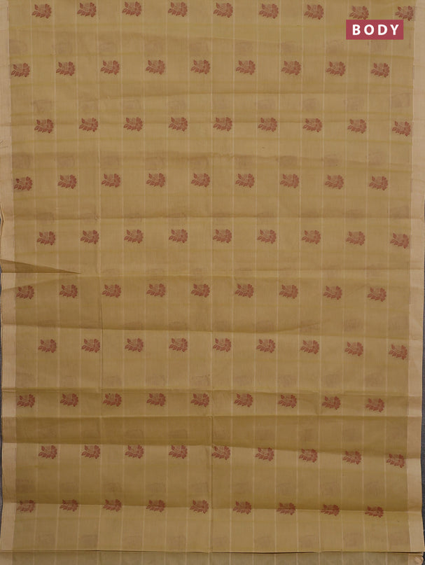 Nithyam cotton saree elaichi green with thread weaves & buttas and simple border