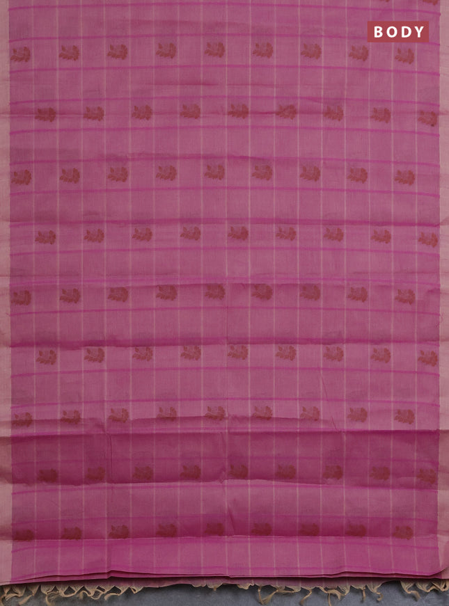 Nithyam cotton saree purple with thread weaves & buttas and simple border