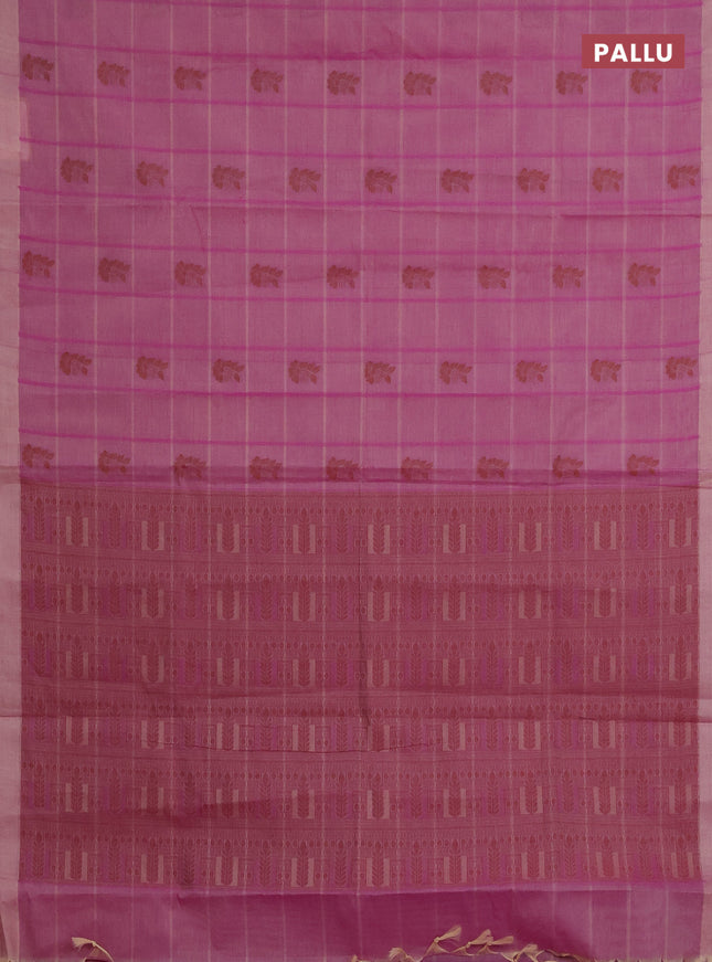Nithyam cotton saree purple with thread weaves & buttas and simple border