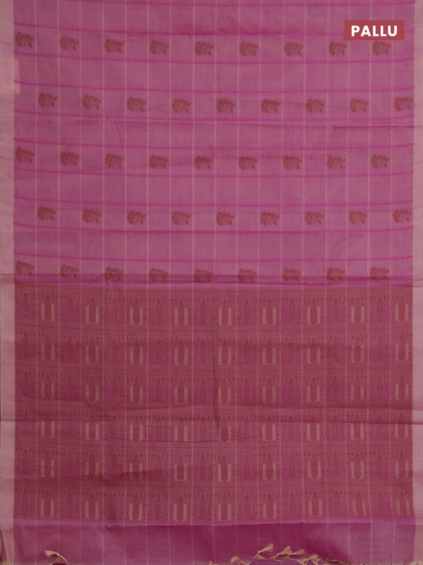 Nithyam cotton saree purple with thread weaves & buttas and simple border