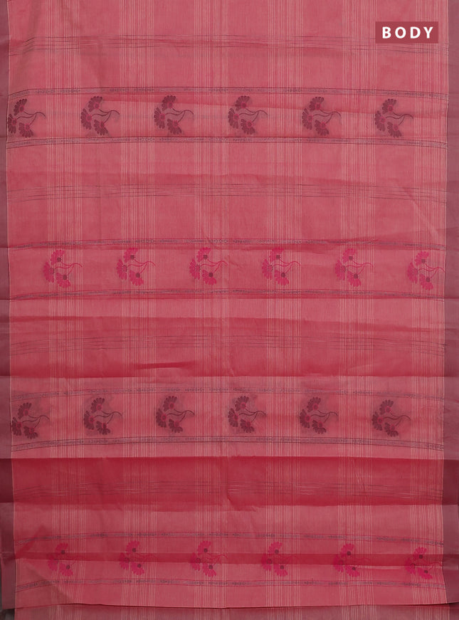 Nithyam cotton saree pink with allover thread weaves & buttas and simple border