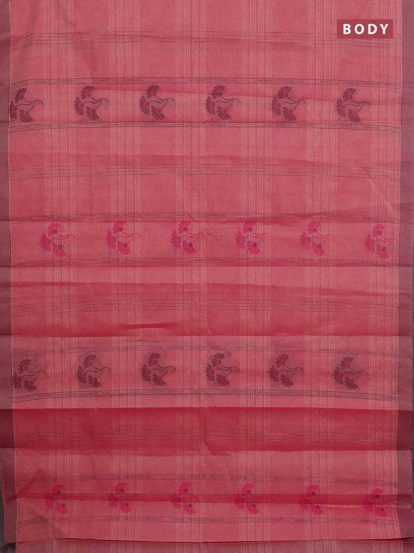 Nithyam cotton saree pink with allover thread weaves & buttas and simple border