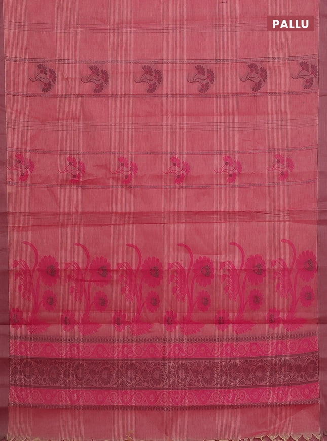 Nithyam cotton saree pink with allover thread weaves & buttas and simple border