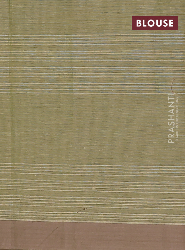 Nithyam cotton saree elaichi green with allover thread weaves & buttas and simple border