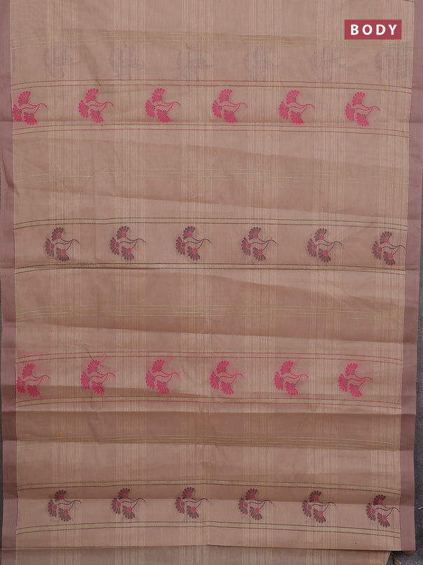 Nithyam cotton saree sandal with allover thread weaves & buttas and simple border