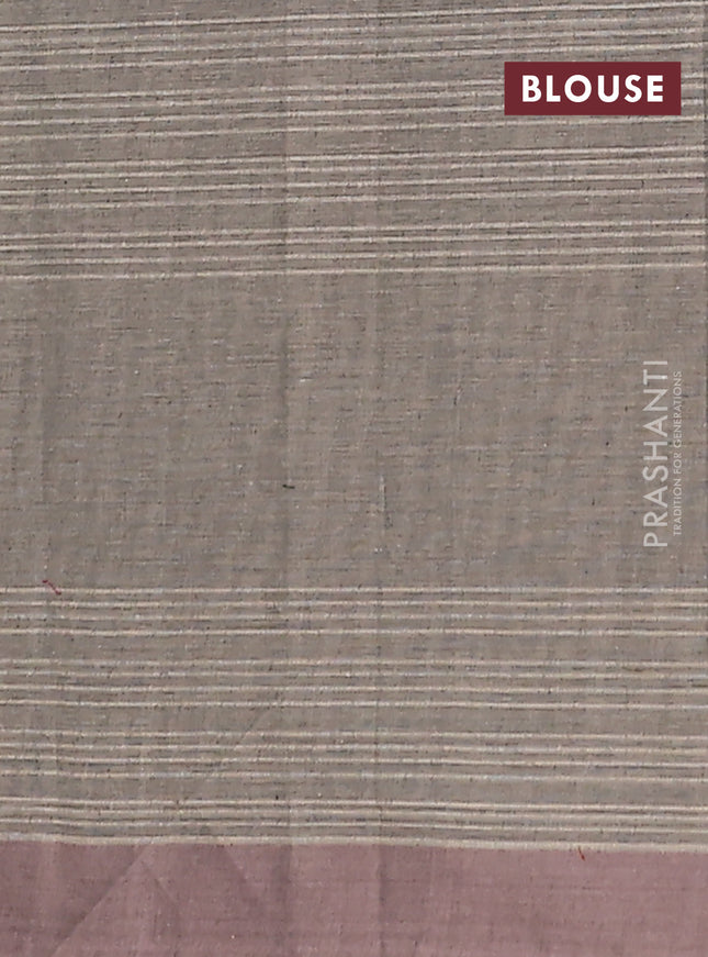 Nithyam cotton saree chikku shade with allover thread weaves & buttas and simple border