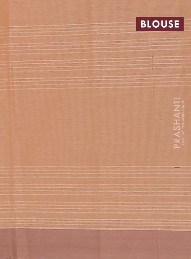 Nithyam cotton saree sandal and pastel brown with allover thread weaves & buttas and simple border