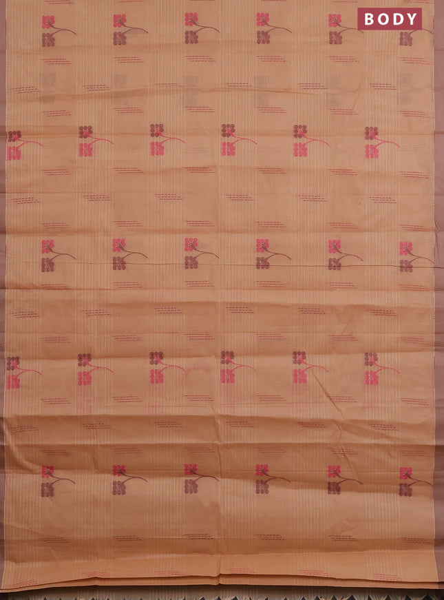 Nithyam cotton saree sandal with allover thread woven buttas and simple border