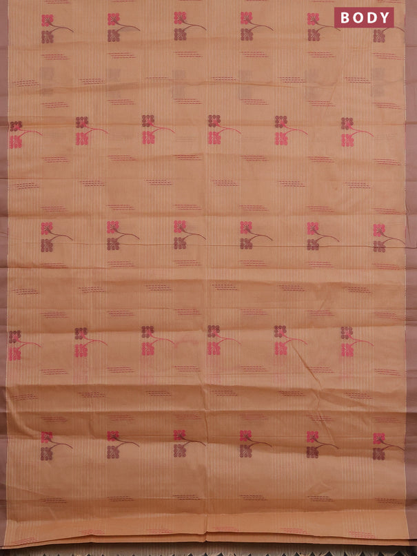 Nithyam cotton saree sandal with allover thread woven buttas and simple border